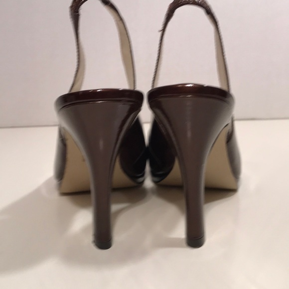 Anne Klein Brown Patent Leather OpenToe SlingBack - Picture 3 of 7
